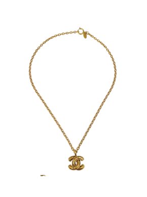 Chanel Gold Tone CC Pendant Necklace