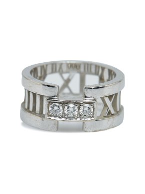 Tiffany & Co White Gold Tone Atlas Diamond Ring