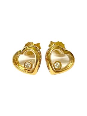 Bespoke 18ct Yellow Gold Diamond Heart Earrings