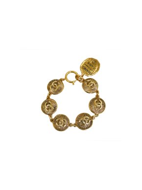 Chanel Vintage Gold Plated Medallion Bracelet