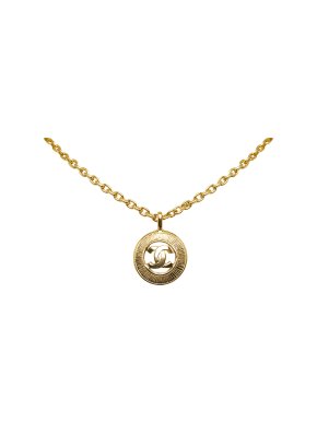 Chanel Vintage Gold Plated CC Round Pendant Necklace