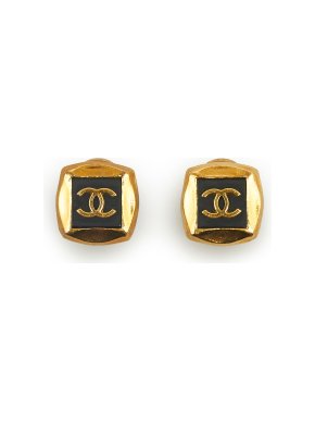 Chanel Vintage Gold Plated CC Clip On Earrings