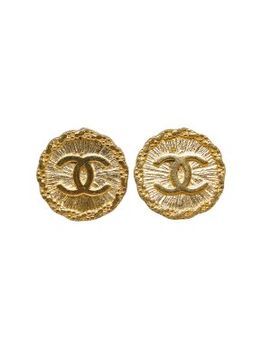 Chanel Vintage Round CC Clip On Earrings