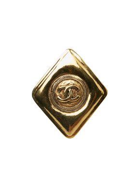 Chanel Gold Tone Diamond Shaped CC Brooch