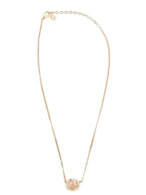 Dior Logo Rhinestone Pendant Necklace