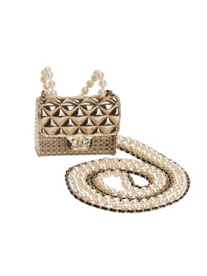 Chanel Leather and Faux Pearl Classic Flap Bag Necklace
