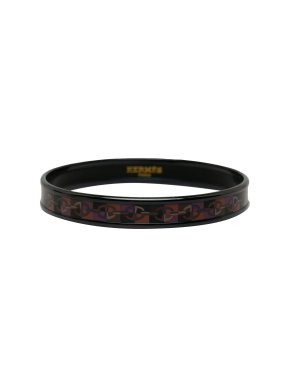 Hermes Black Narrow Enamel Bangle