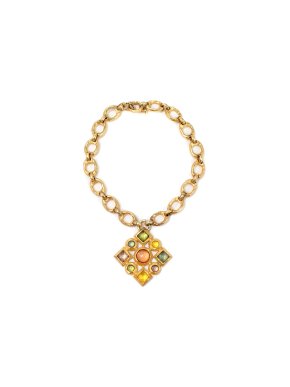 Edouard Rambaud Chunky Gold Necklace with Coloured Stones