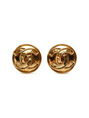Chanel Vintage Round CC Clip On Earrings