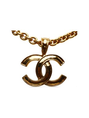 Chanel Vintage Gold Plated CC Pendant Necklace