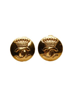 Chanel Vintage Gold Plated CC Clip On Earrings