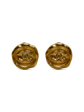Chanel Vintage Gold Plated CC Clip On Earrings