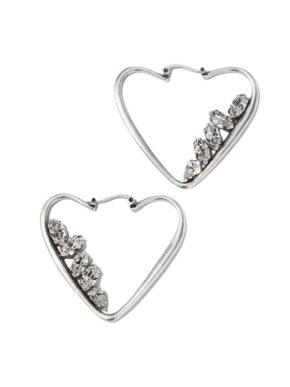 Saint Laurent Crystal Heart Hoop Earrings