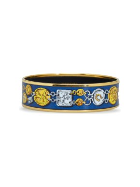 Hermes Blue Wide Enamel Bangle
