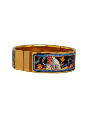 Hermes Black Wide Enamel Bangle