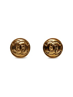 Chanel Vintage Gold Plated CC Clip On Earrings
