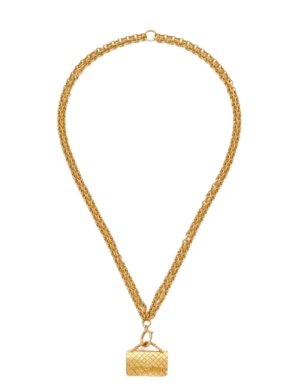 Chanel Gold Tone  CC Flap Charm Necklace