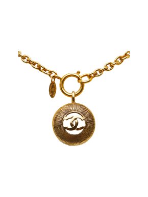 Chanel Sunburst CC Round Pendant Necklace