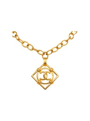 Chanel Gold Plated CC Pendant Necklace