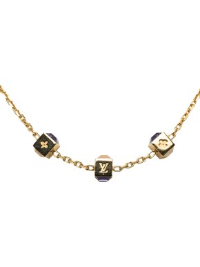 Louis Vuitton Gold Tone Gamble Necklace