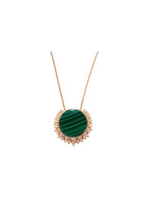 Piaget Rose Gold, Diamond & Malachite Sunlight Pendant Necklace
