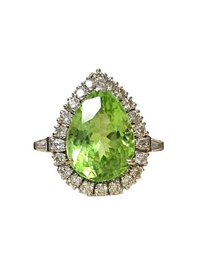 Bespoke Peridot & Diamond white gold cocktail ring.