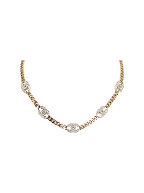Chanel Gold Metal and  Rhinestone CC Choker Necklace