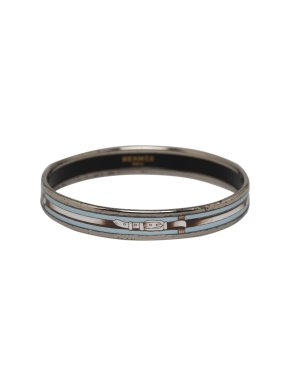 Hermes Blue Narrow Enamel Bangle