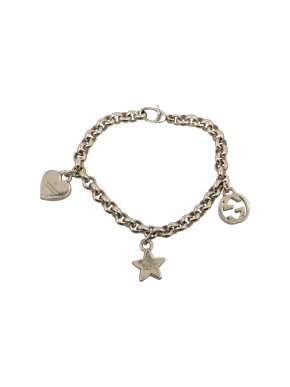 Gucci Silver Interlocking G Star Charm Bracelet