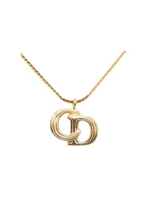 Dior Gold Tone CD Logo Pendant Necklace