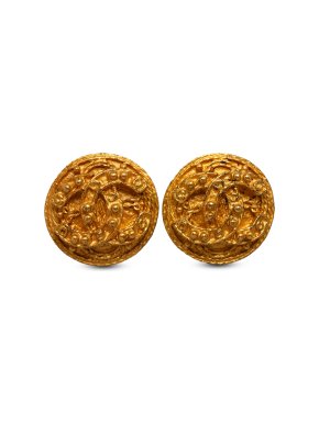Chanel Gold Plated CC Clip On Earrings