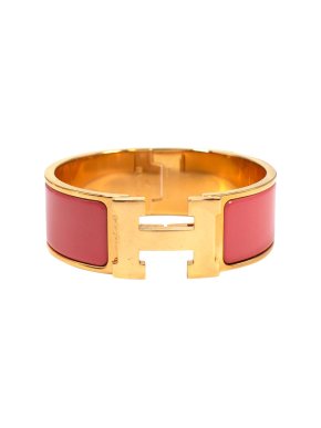 Hermes Coral and Gold Clic Clac H Bracelet