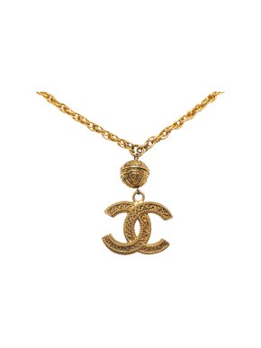 Chanel Gold Plated CC Pendant Necklace