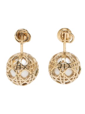 Dior Gold Pearl Secret Cannage Mise En Dior Tribales Earrings