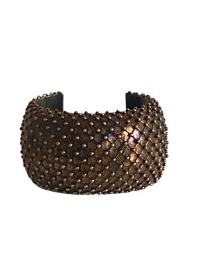 Saint Laurent Bronze Textured Cuff Bracelet