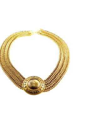 Chanel Gold Plated CC Triple Chain Choker