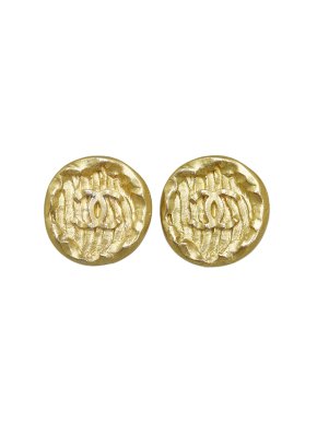 Chanel Gold Plated CC Clip-on Earrings