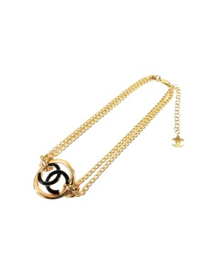 Chanel Gold Tone CC Double Chain Choker