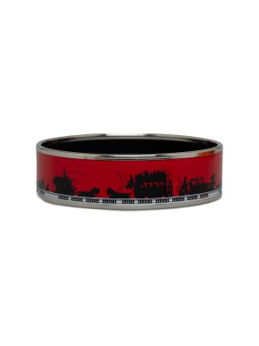 Hermes Red Wide Enamel Bangle