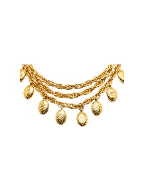 Chanel Gold Plated CC Medallion Collar Necklace