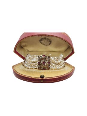 Bespoke Victorian Pearl and Ruby Bracelet