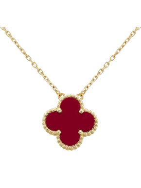 Van Cleef & Arpels 18kt Yellow Gold Carnelian Vintage Alhambra Necklace