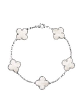 Van Cleef & Arpels 18kt White Gold Mother of Pearl Vintage Alhambra bracelet, 5 motifs