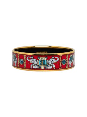 Hermes Red Wide Enamel Bangle