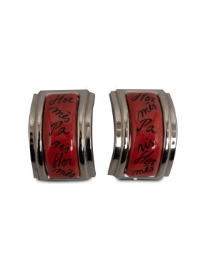 Hermes Palladium Enamel Clip On Earrings