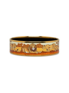 Hermes Lions Wide Enamel Bangle