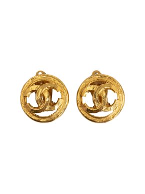 Chanel Vintage Round CC Clip On Earrings