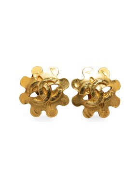 Chanel CC Flower Clip on Earrings