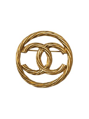 Chanel Gold Metal 4cms CC Brooch
