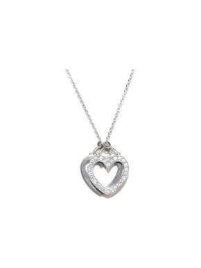 Tiffany & Co. 18K White Gold and Diamond Double Heart Pendant Necklace